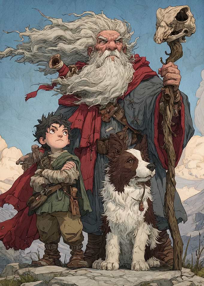 Wizard, Boy, and Dog Adventure