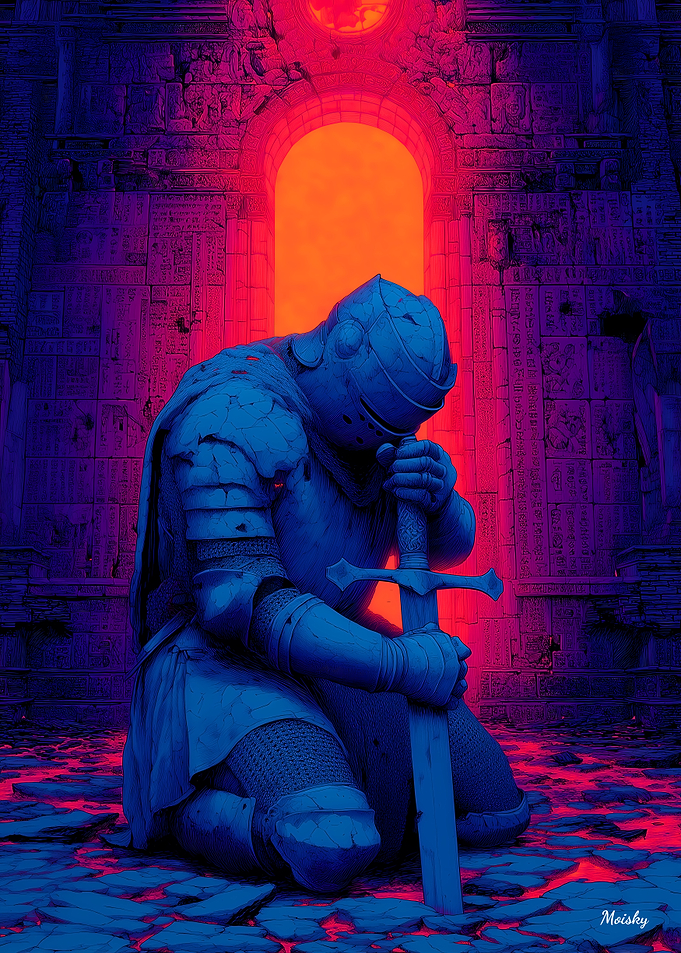 The Knight Who Guarded the Last Light – Medieval Fantasy Art Print