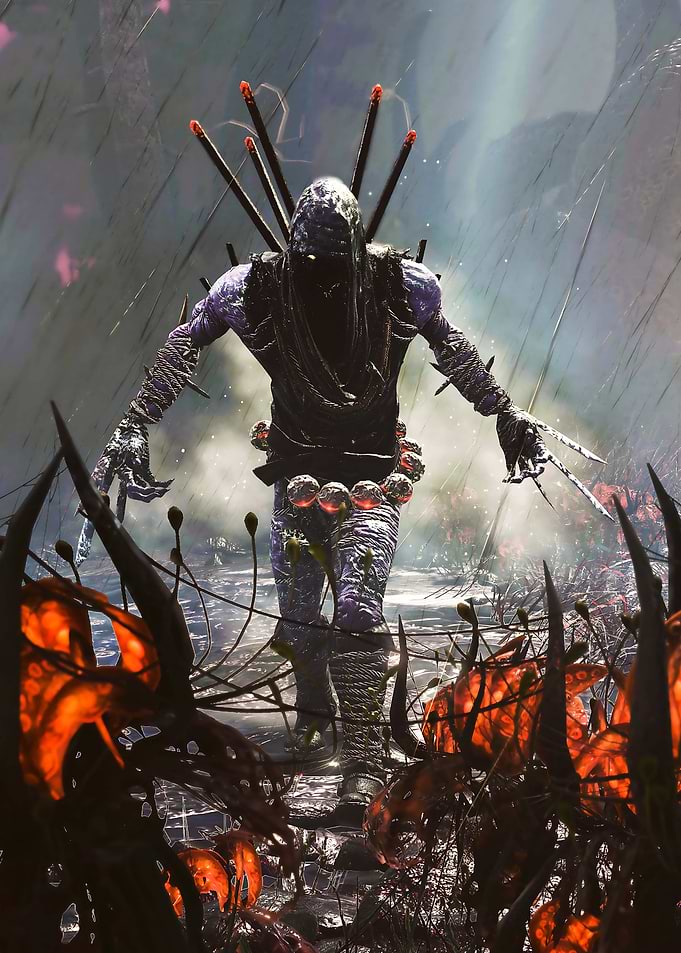 Hooded Figure in a Dark Fantasy Setting