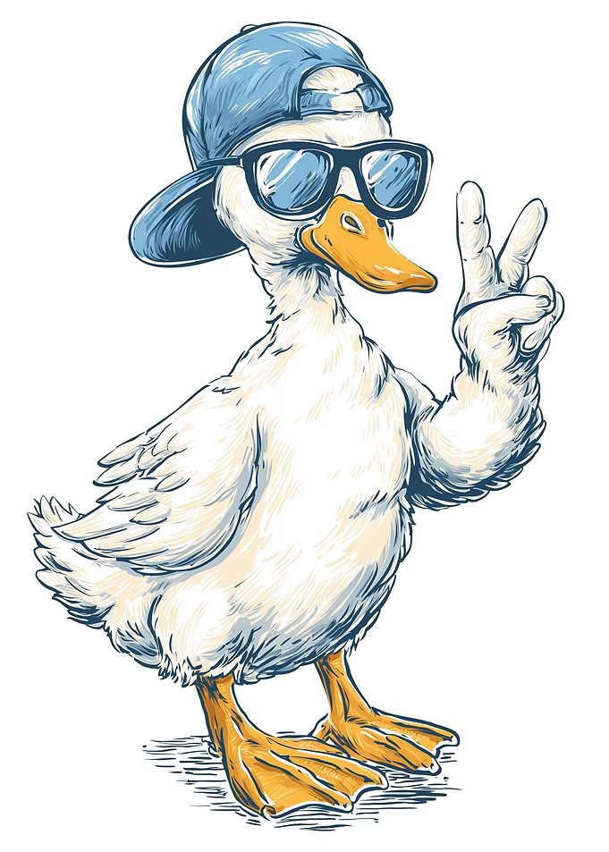 Cool Duck with Sunglasses and Cap