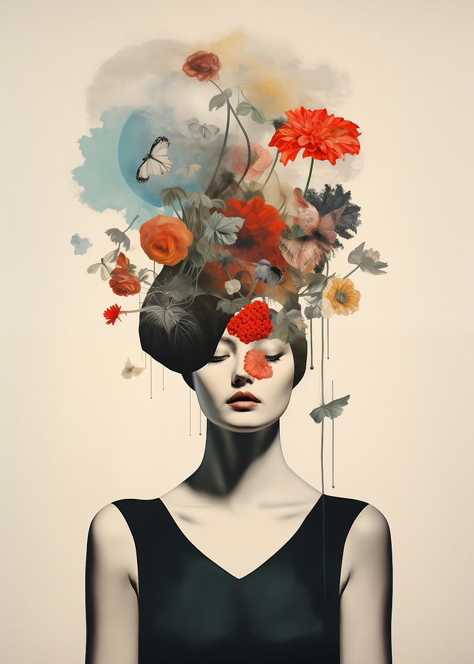 Floral Woman Art Portrait