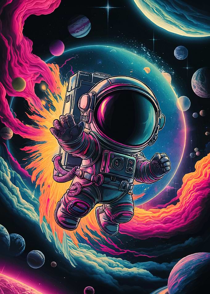 Astronaut Space Colorful Nebula