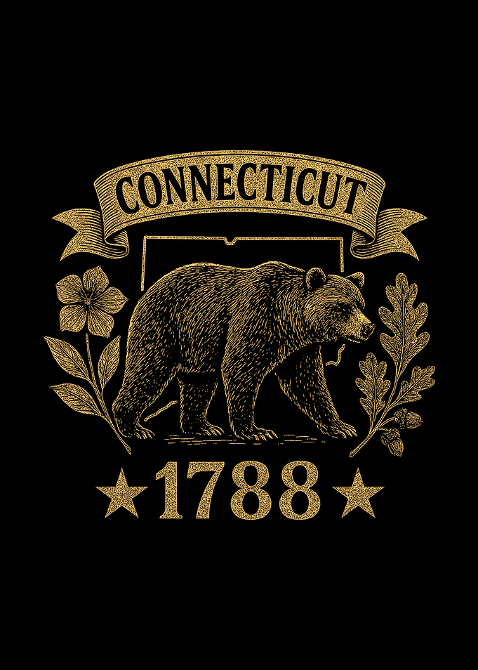 Connecticut 1788 Bear Vintage Illustration