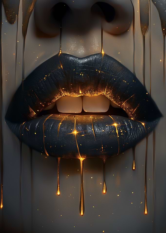 Lips with Golden Drips