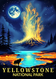 Yellowstone National Park Night Landscape Poster