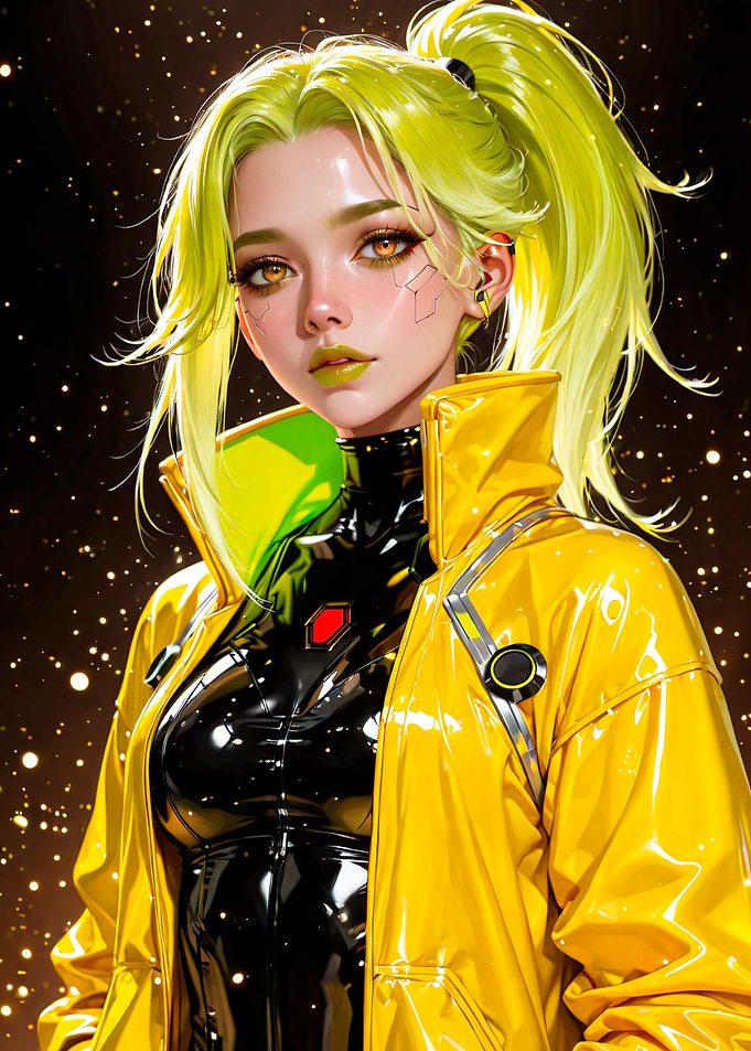 Cyberpunk Girl with Yellow Hair