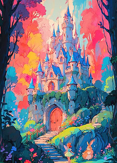 Fantasy Castle Colorful Forest