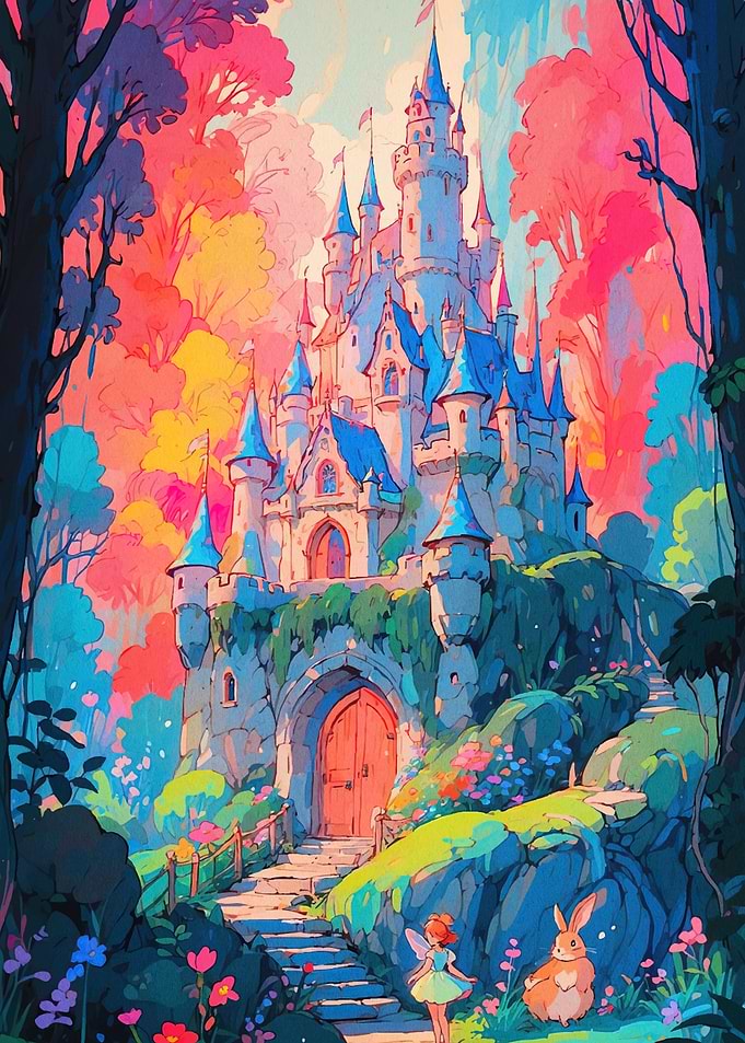 Fantasy Castle Colorful Forest