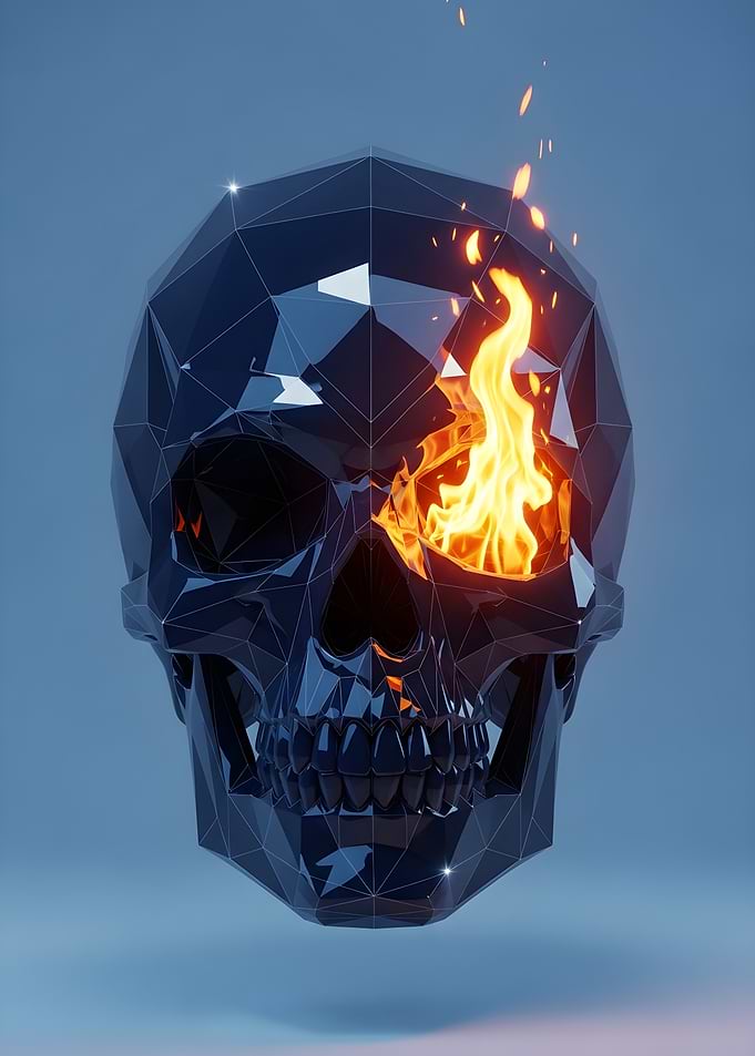 Geometric Skull with Fire Eye