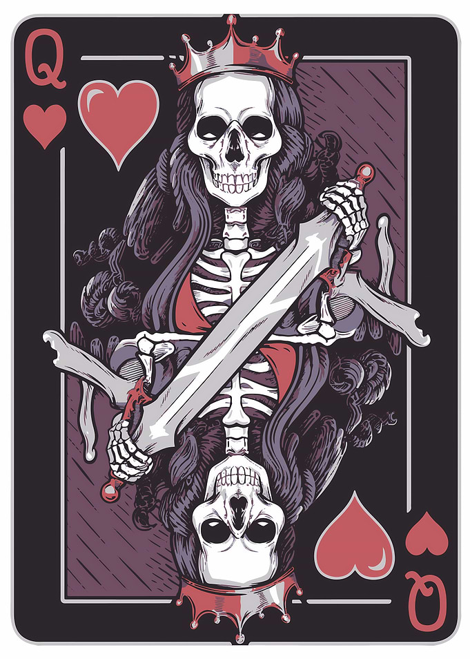 Queen of Hearts Skeleton Card