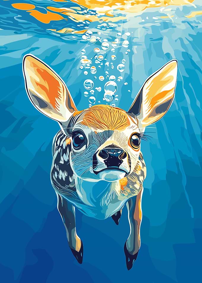 Underwater Fawn Illustration