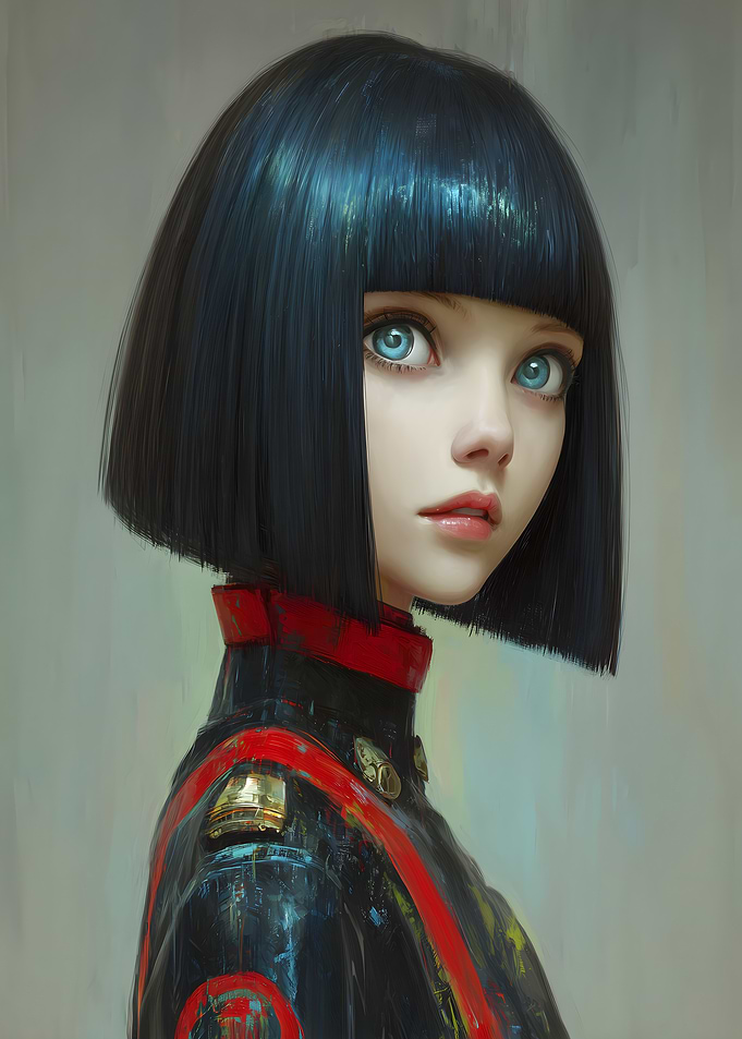 Anime Girl in Military Uniform Portrait