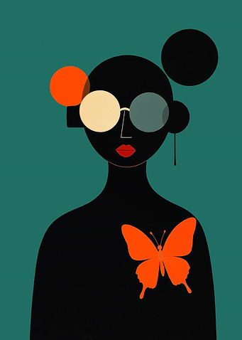 Abstract Portrait with Butterfly