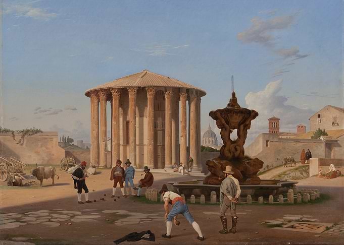 Temple of Vesta with Bocce Players