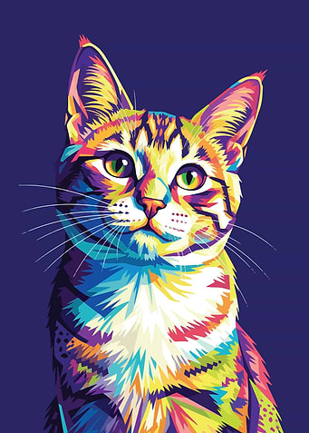 Colorful Cat Portrait Pop Art