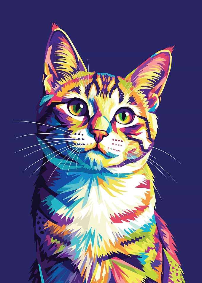 Colorful Cat Portrait Pop Art