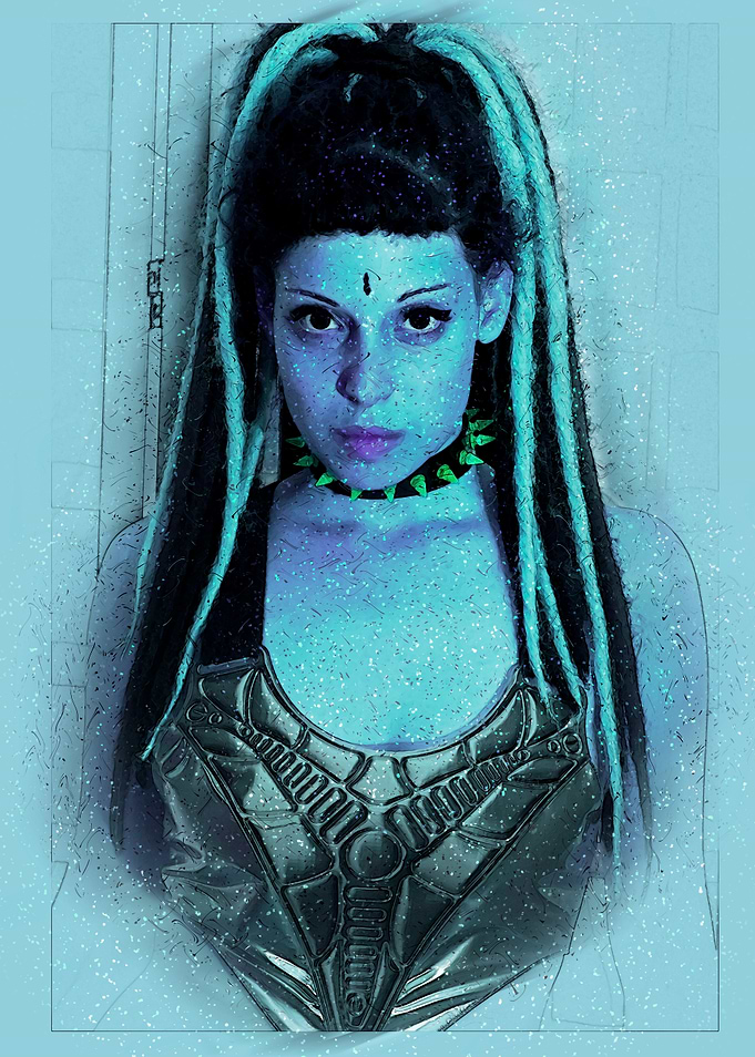 Cyberpunk Girl Portrait with Dreadlocks
