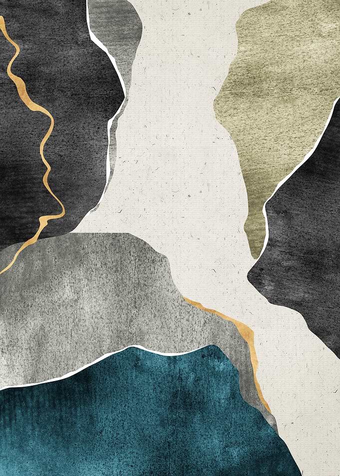 Abstract Geometric Shapes with Gold Accents