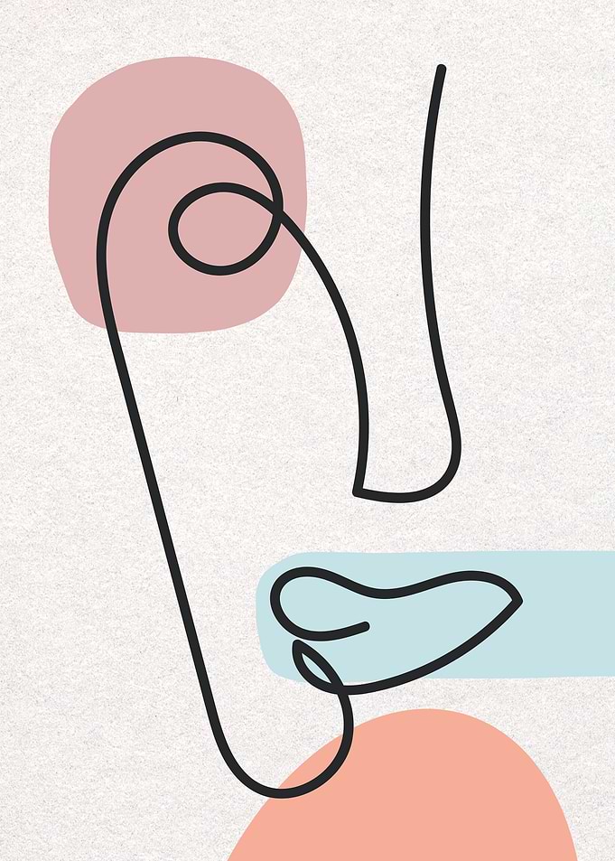 Abstract Face Line Art