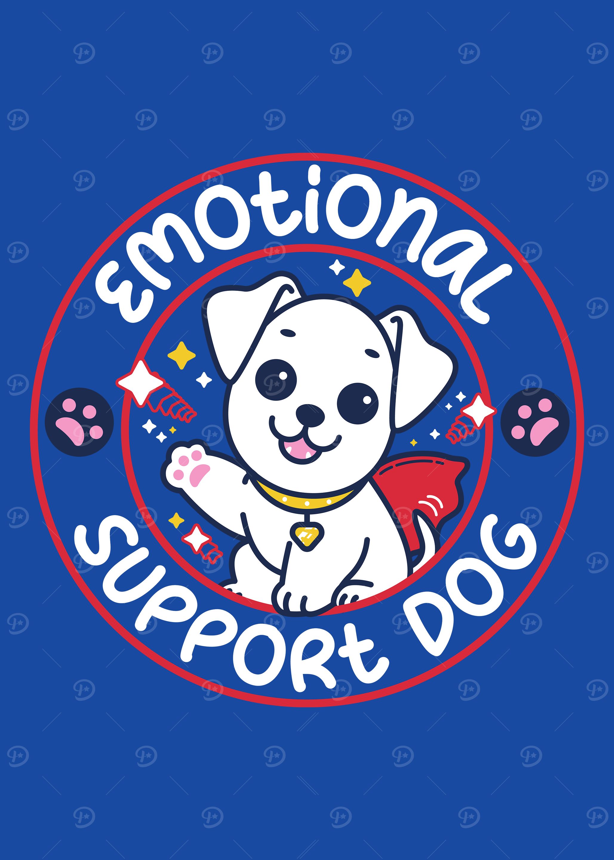 Emotional Support Dog Cartoon Illustration