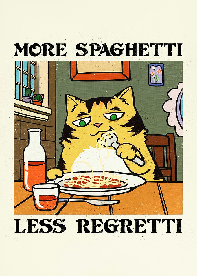 Cat Eating Spaghetti