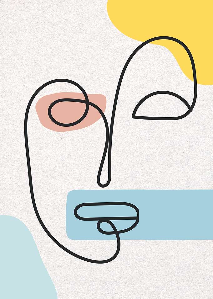 Abstract Face Line Art