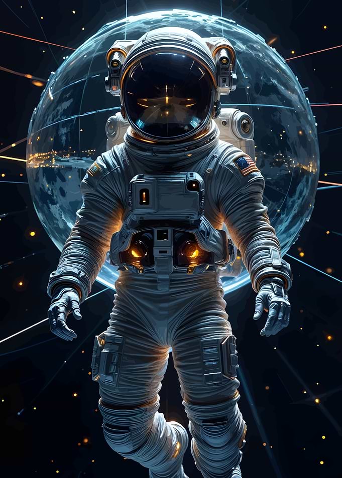 Astronaut in Space with Earth