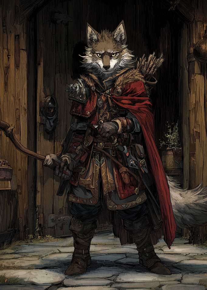 Anthropomorphic Fox Archer in Fantasy Setting