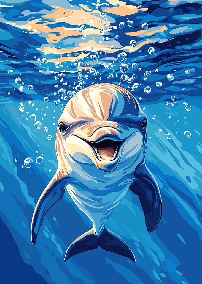 Smiling Dolphin Underwater