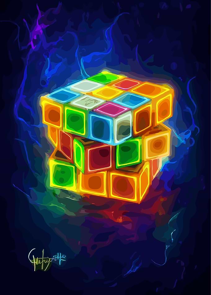 Colorful Rubik's Cube Digital Art