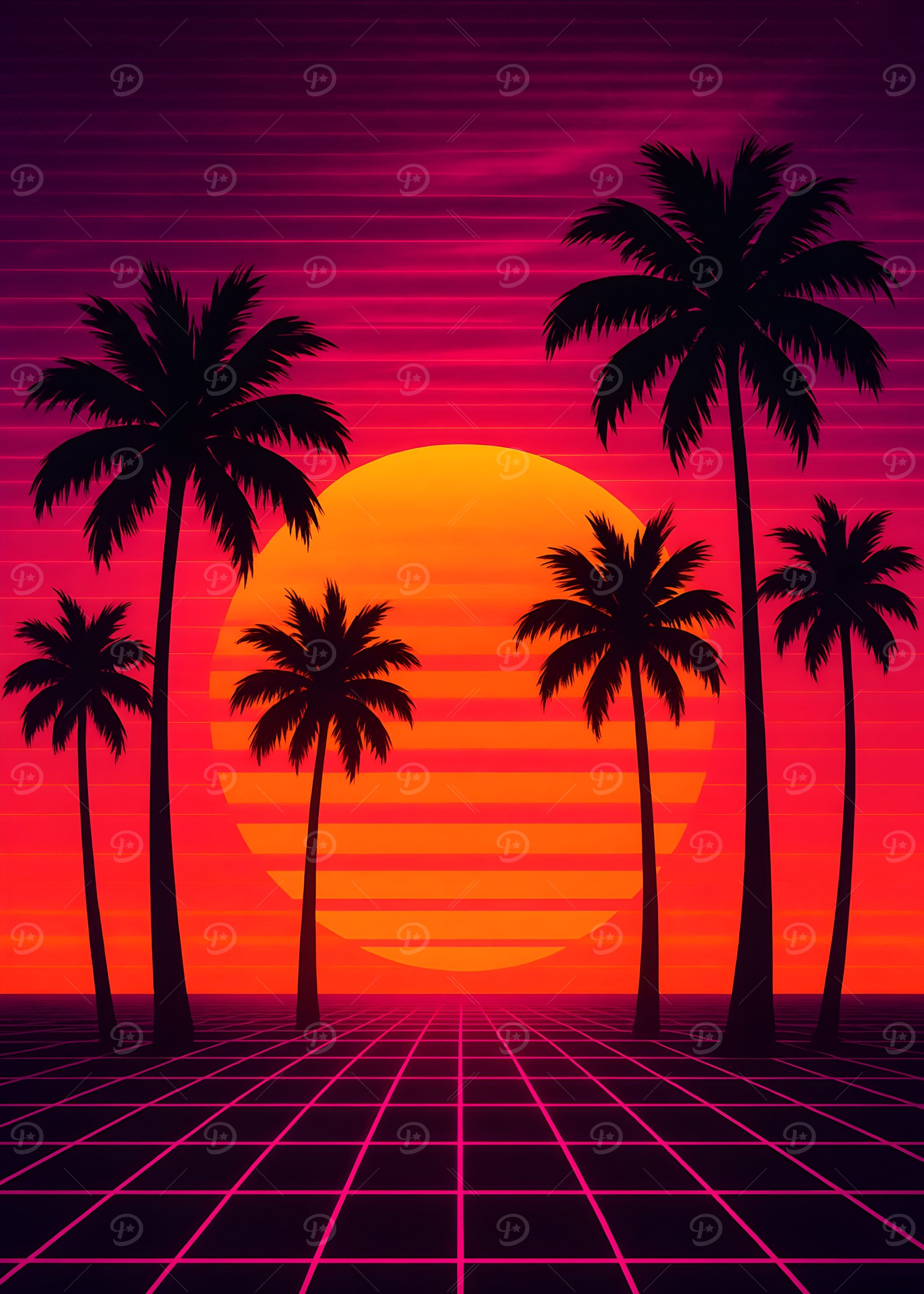 Retro Sunset with Palm Trees
