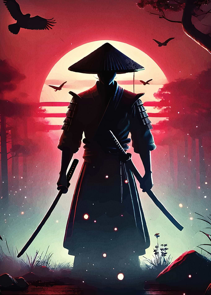 Samurai Warrior Red Sunset