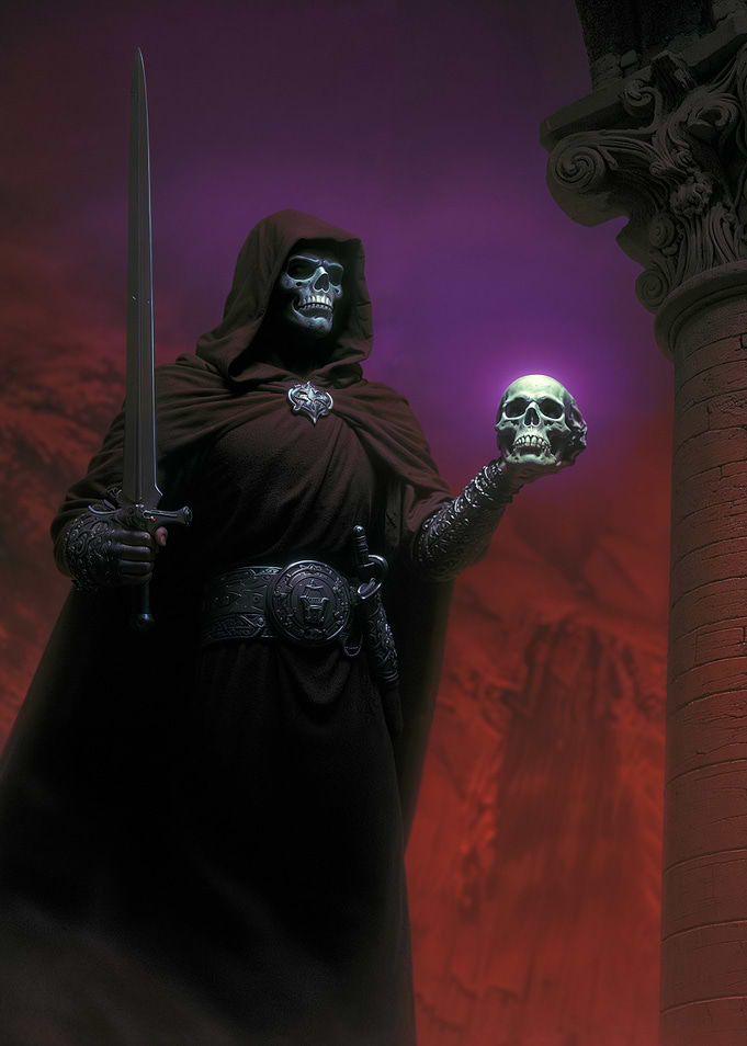 Grim Reaper with Skull and Sword