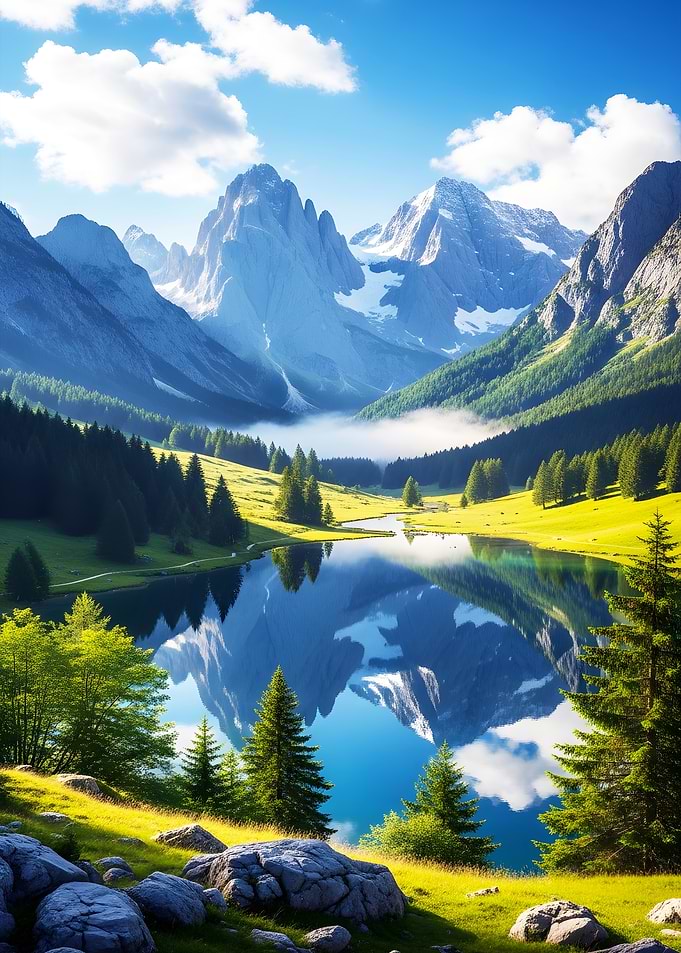 Mountain Lake Reflection Landscape