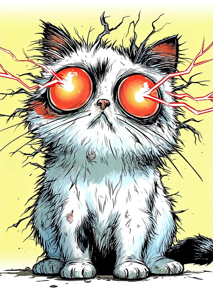 Cartoon Cat with Laser Eyes