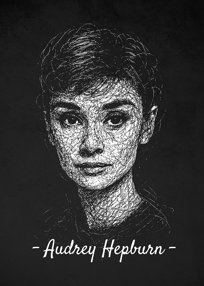 Audrey Hepburn Portrait Scribble Art