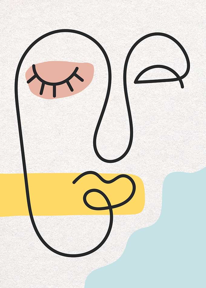 Abstract Face Line Art