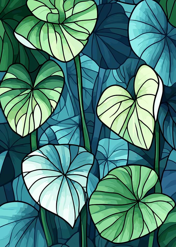 Green and Blue Leaf Pattern