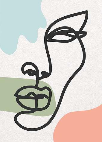 Abstract Face Line Art