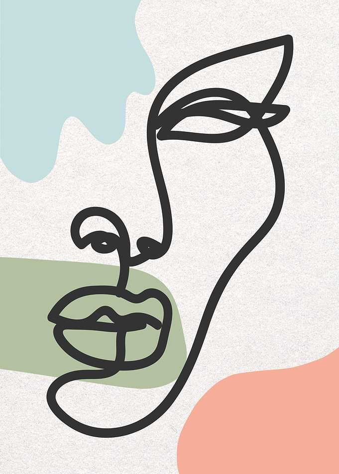 Abstract Face Line Art