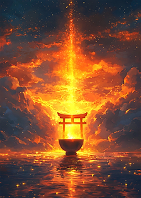 japanese art sunset warm art