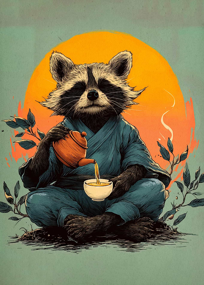Zen Raccoon Tea Ceremony
