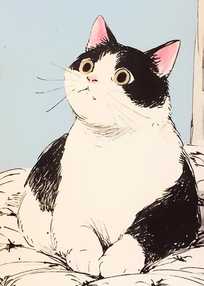 Black and White Cat Illustration