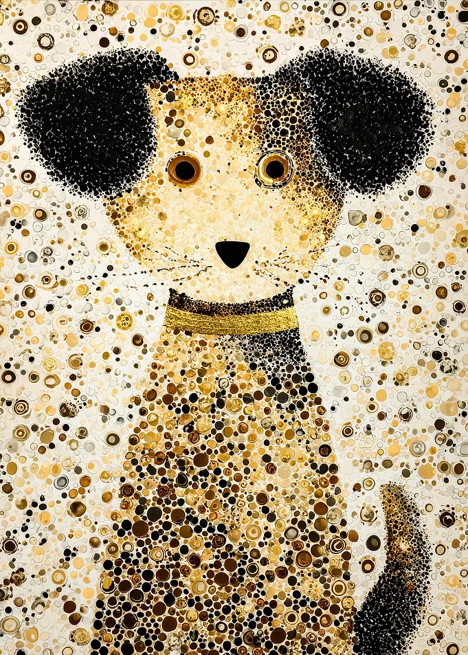 Abstract Dog Portrait with Circle Pattern