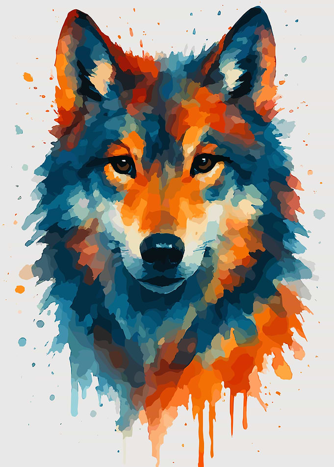 Watercolor Wolf Portrait