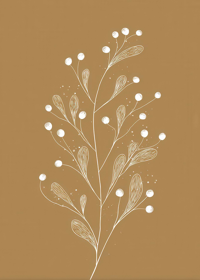 Minimalist Floral Illustration on Brown Background
