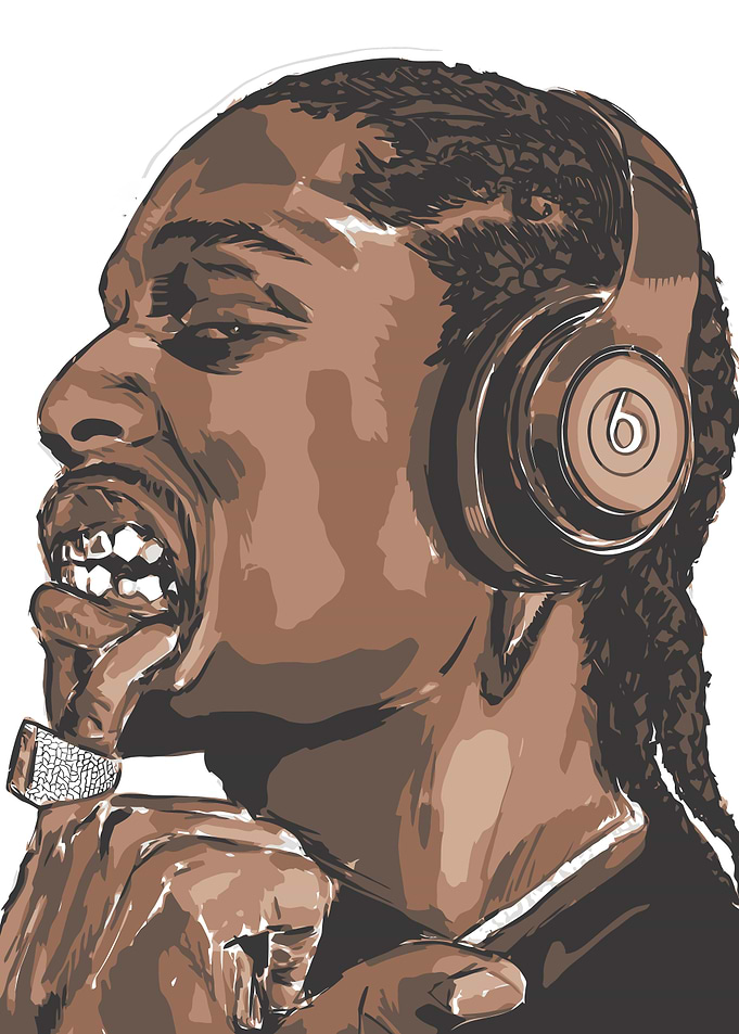 Snoop Dogg Illustration with Beats Headphones