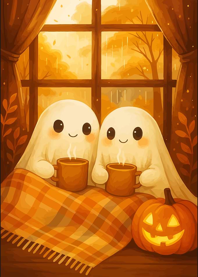 ghost couple cozy autumn
