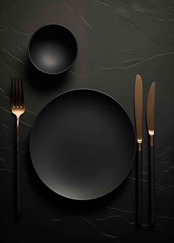 Gold Black Table Setting
