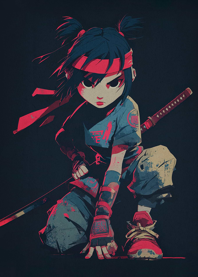 Anime Girl Ninja with Katana